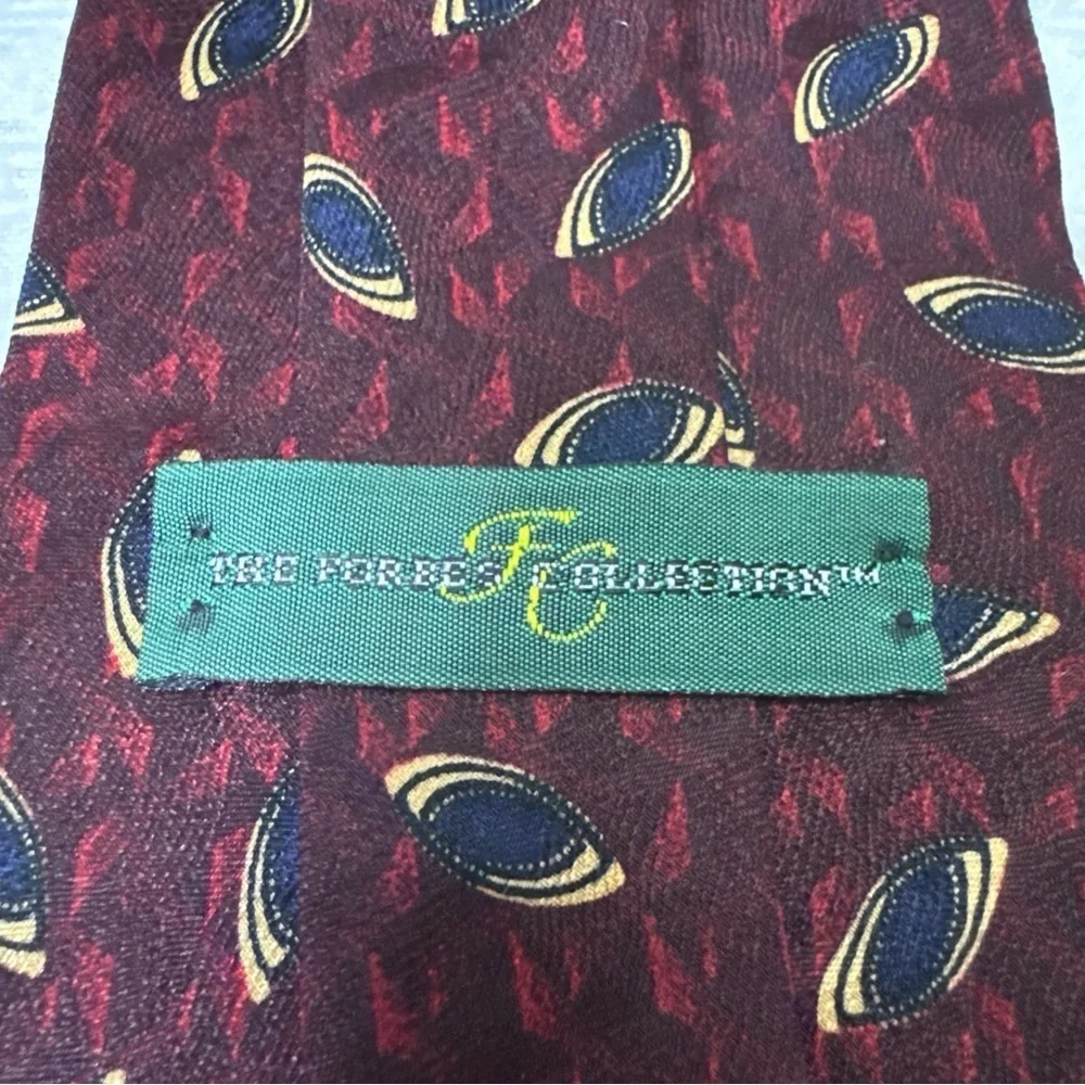 The Forbes Collection Red Geometric 100% Silk Neck Tie Made in the USA